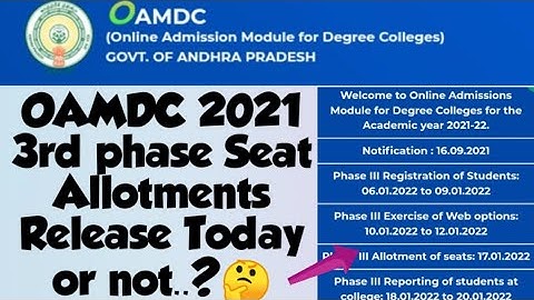 AP Degree 2021 3rd Phase Seat Allotments will Release Today or Not .?