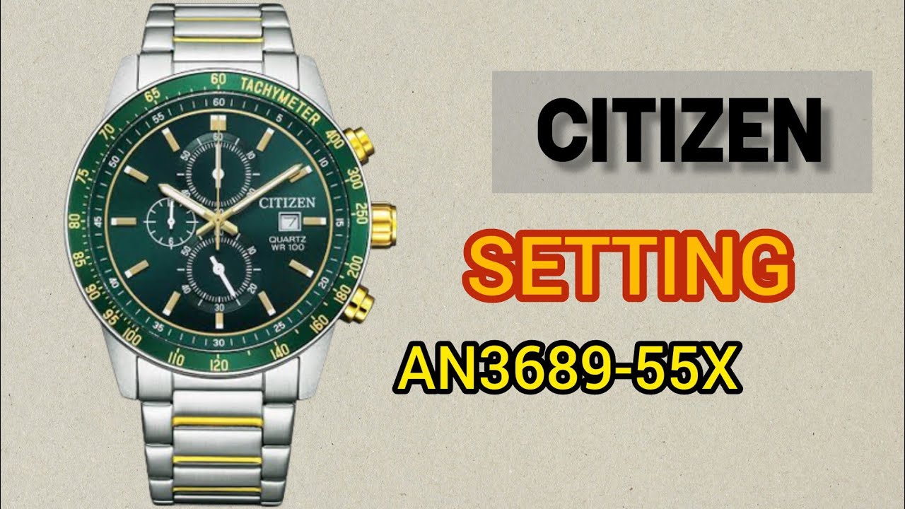 How To Set Citizen Chronograph AN3689-55X TIME | DATE | Hand‬