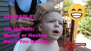 ADORABLE 1st Haircut on a Sunny Day. Mullet or Hockey Hair? You Decide. screenshot 3