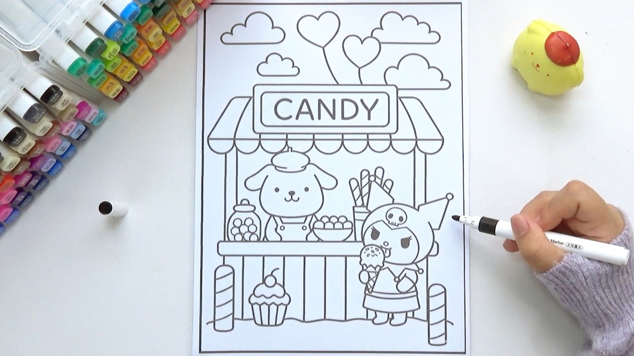 Coloring Pompompurin and Kuromi Candy Shop 😈🐶
