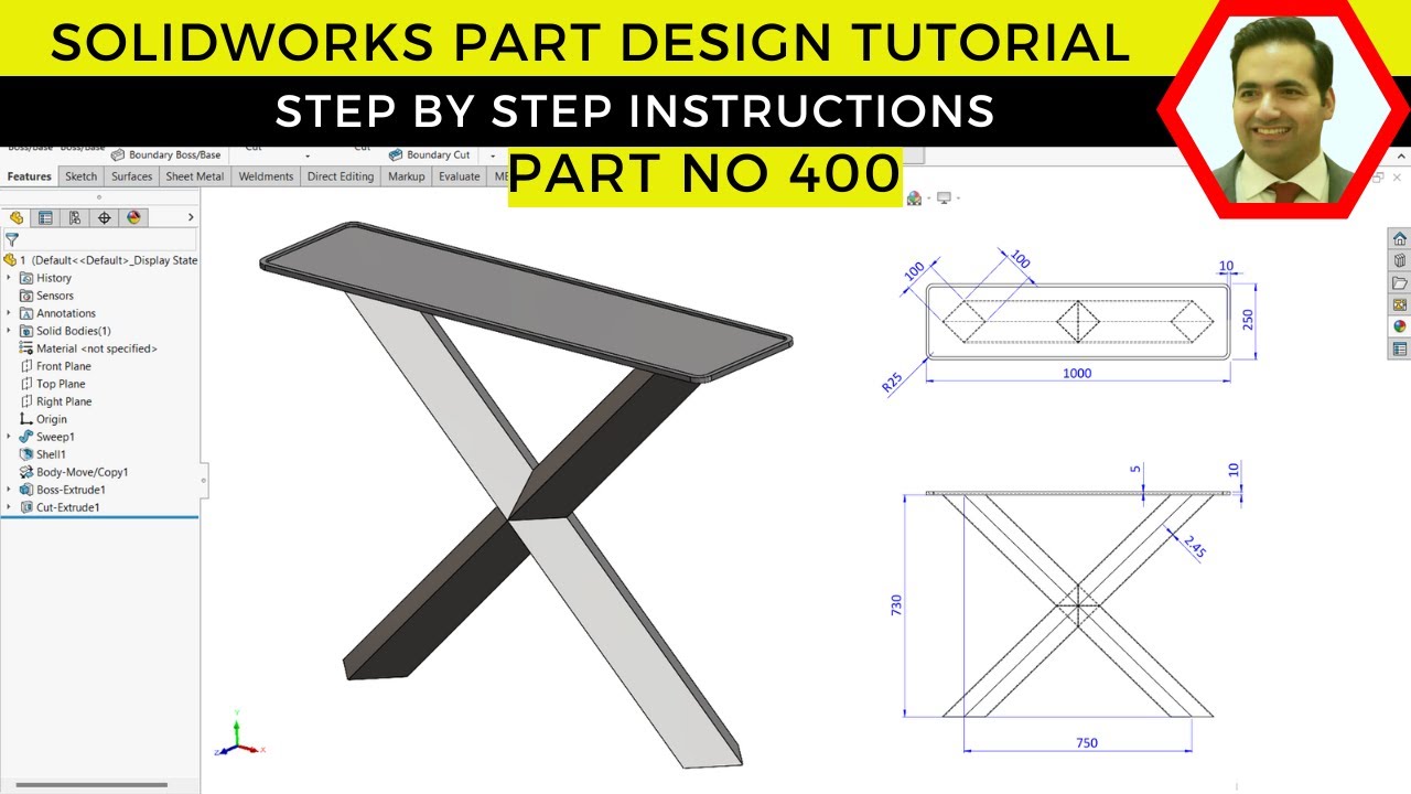 Modern X-Frame Table Design in SolidWorks | Step-by-Step CAD Modeling ...