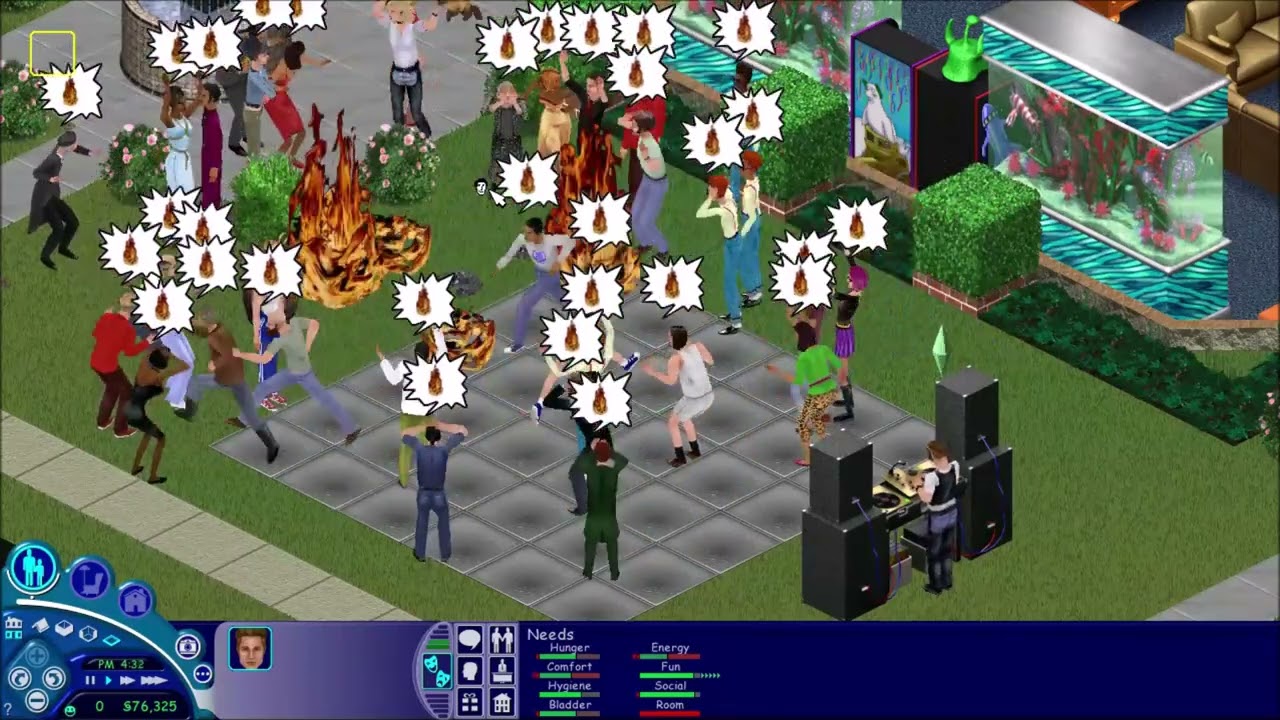 Sims 1 — Зажигательная вечеринка, в прямом смысле слова...