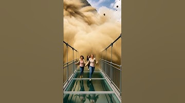 Sudden Landslide Shatters Glass Bridge ⚠️ Tourists Run for Safety! #landslide #rockfall #life