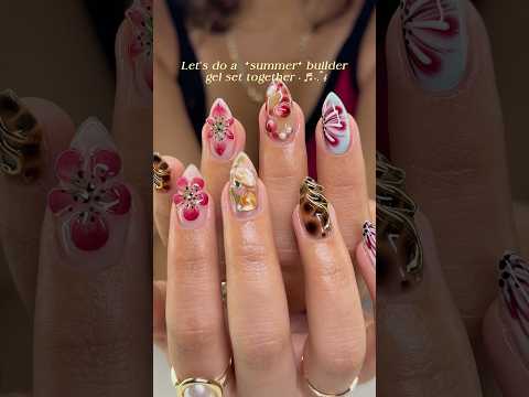 Watch me do a full BIAB set 💅🏻🌸 summer nail design #nails #nailideas