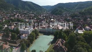 Romania - Brasov, Andrei Saguna National College [4K] Drone Stock Footage 1