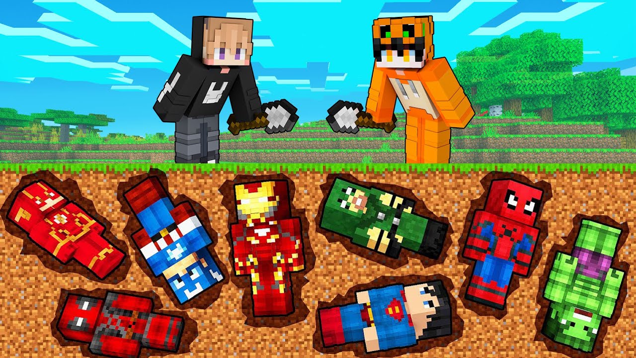 MENCARI HARTA KARUN SUPER HERO RAHASIA DI BAWAH TANAH DI MINECRAFT!!