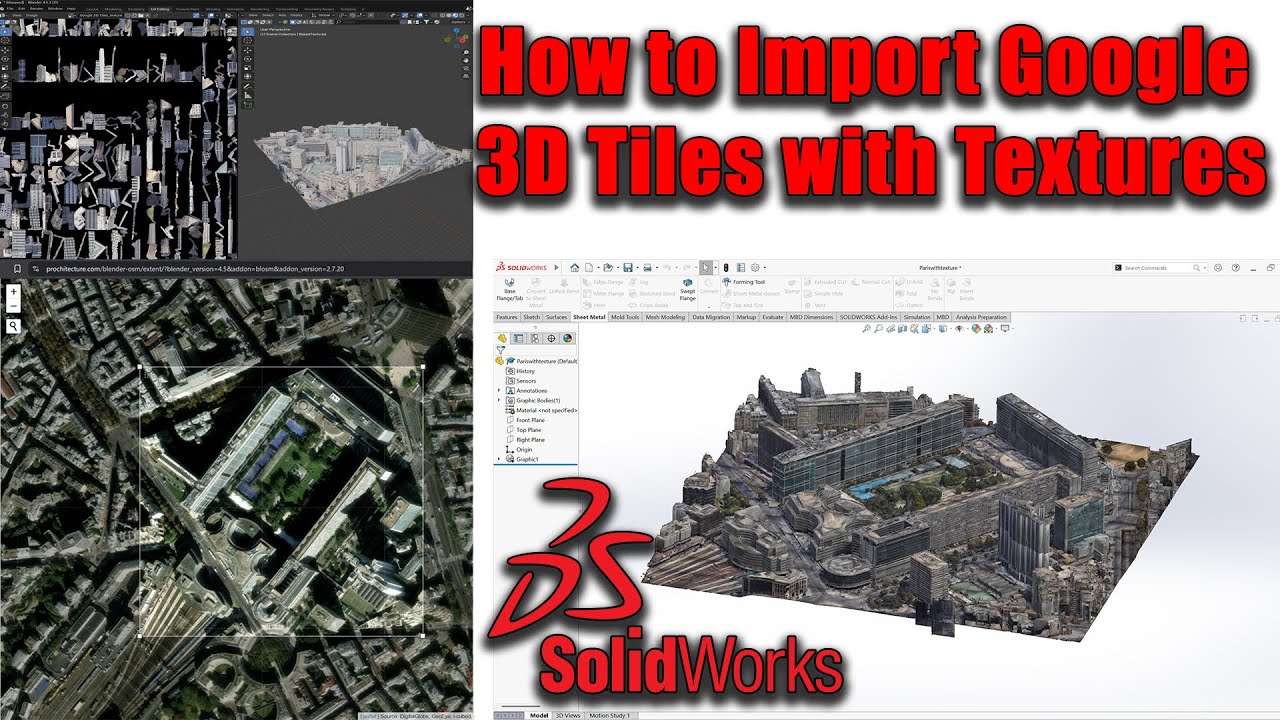 Как импортировать плитки Google 3D с текстурами в SolidWorks — пошаговое руководство 