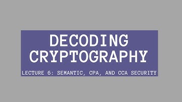 Decoding Cryptography Lecture 6: Semantic, CPA, and CCA Security