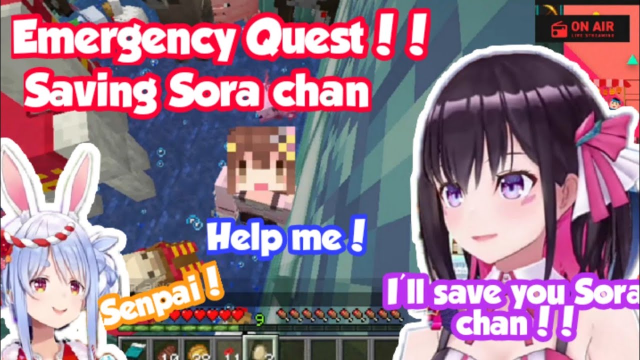 Azki and Pekora tries to save Sora chan