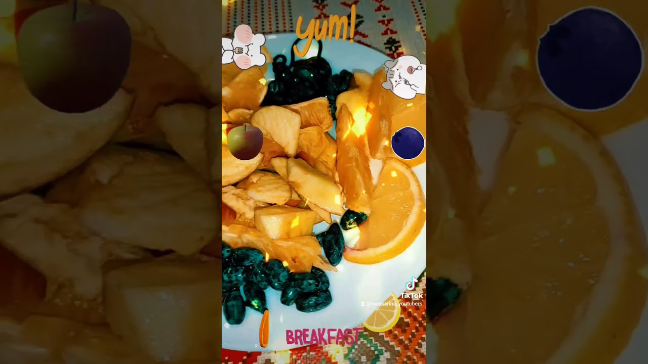 Фрукты на завтрак: апельсин, лимон, яблоко и голубика! | Fruit 4 breakfast + blueberry 🫐