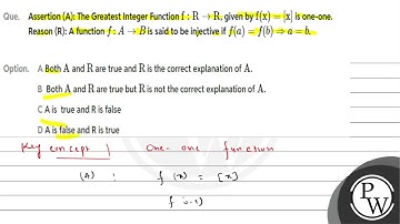 Assertion (A): The Greatest Integer Function \\(\\mathrm{f}: \\mathrm{R} \\rightarrow \\mathrm{R....