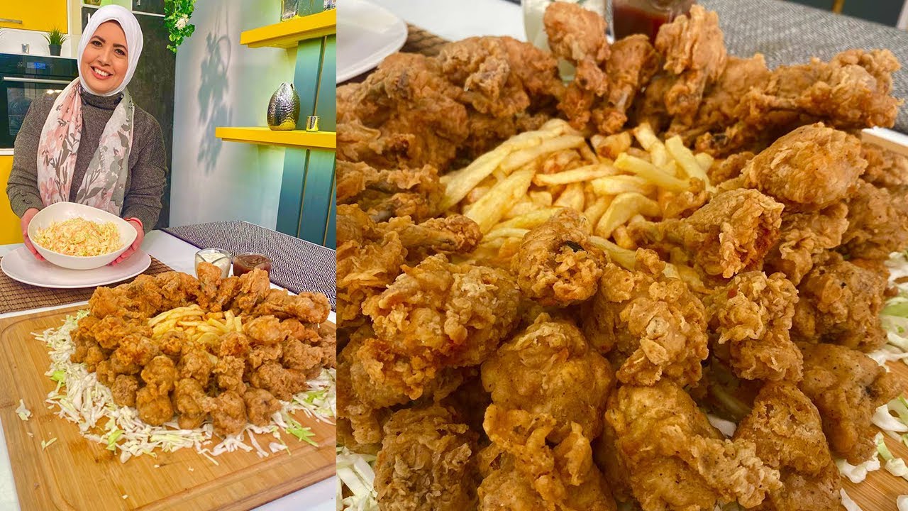 طريقة عمل أجنحة الدجاج المقرمشة - سلطة الكول سلو | العزومة مع الشيف فاطمة أبو حاتي