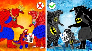 SPIDER GODZILLA FAMILY vs BATMAN GODZILLA FAMILY: Rich Baby vs Poor Baby- Sad Story