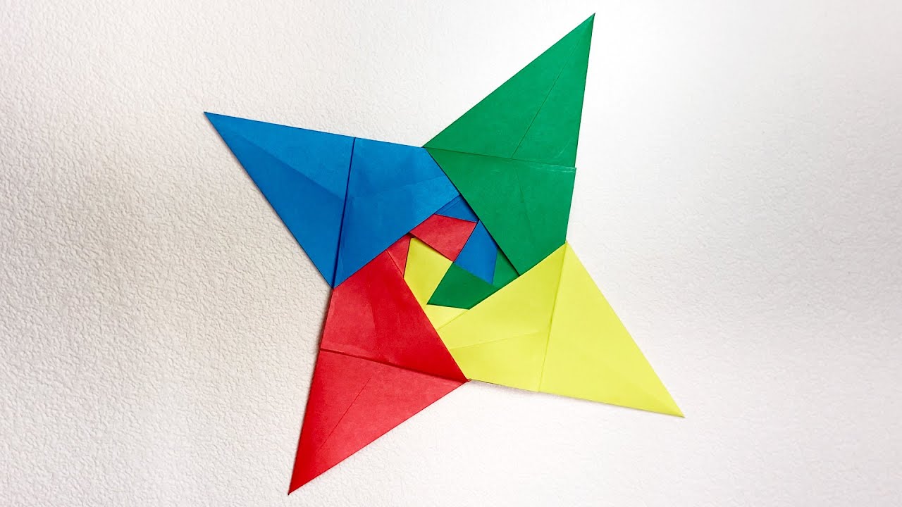 折り紙4枚で渦巻き手裏剣を作ってみた！ - YouTube