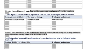 Business plan: Risk evaluation (instructions)