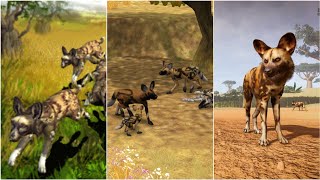 African Wild Dog Comparison In 3 Games