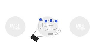 Hand holding analytics bar graph dots 2D animation