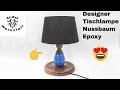 Designer Lampe - Epoxy und Nussbaum Tischlampe