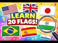 Learn 20 Country Flags with Names 🌍 | World Flags for Kids | GUESS THE FLAG? #flags #flag