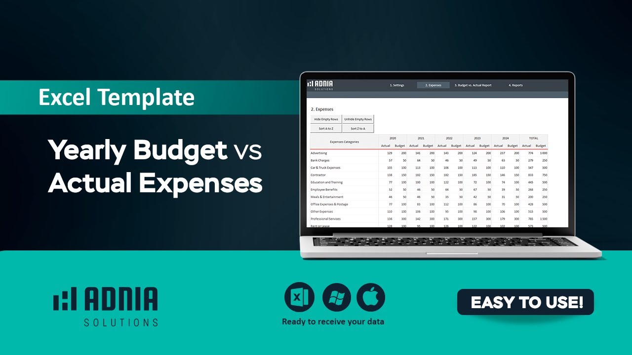 Yearly Budget vs Actual Expenses Template - YouTube
