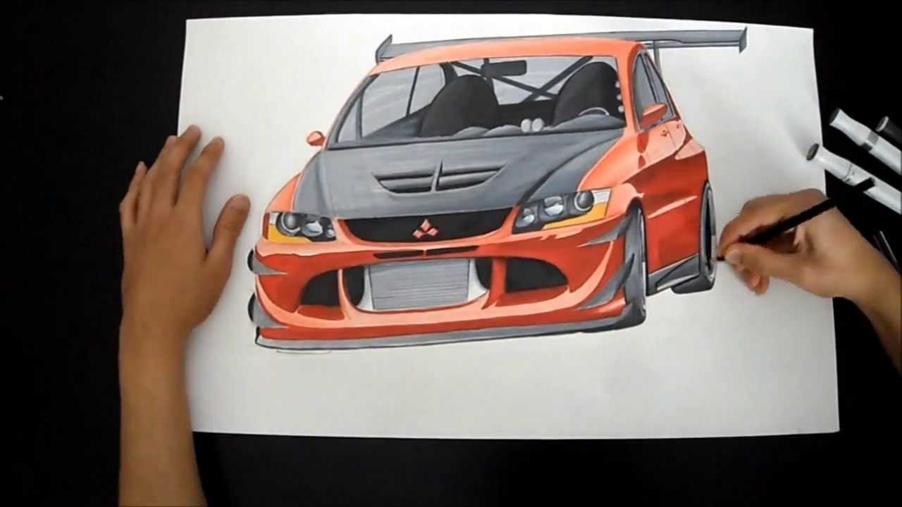 Mitsubishi Lancer Evo 8 Drawing - YouTube