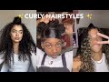 curly hair routine tiktok compilation✨hairstyles on curly hair compilation✨definition✨ wash and go,