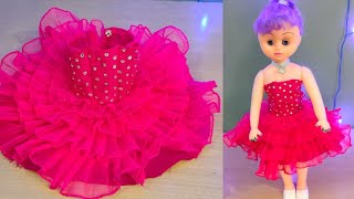 Pink Layers and Flares Frock of doll/cutting and stitching/Designed Doll
