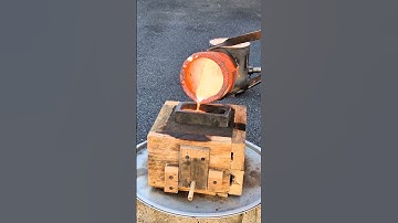 Copper Casting in graphite ingot mold #copper #molten #metal