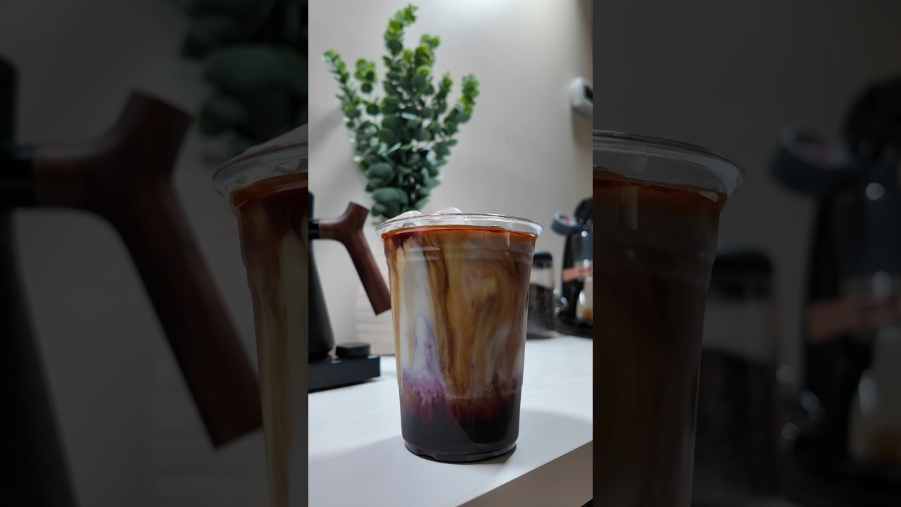 Blueberry cookie butter iced latte—sweet, creamy, and bold. 