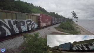 CSX Leading NS Across The Beach On Escambia Bay (Multiple Views)