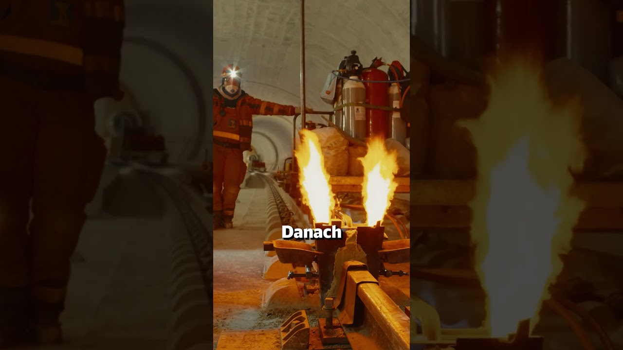 Stuttgart 21: Flüssiger Stahl verbindet die Schienen im Flughafentunnel