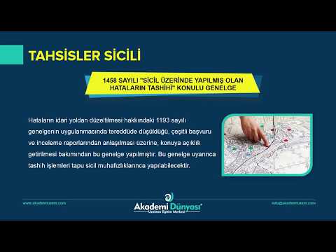 Emlakçılık Kursu | Tahsisler Sicili | Göksen SERİ