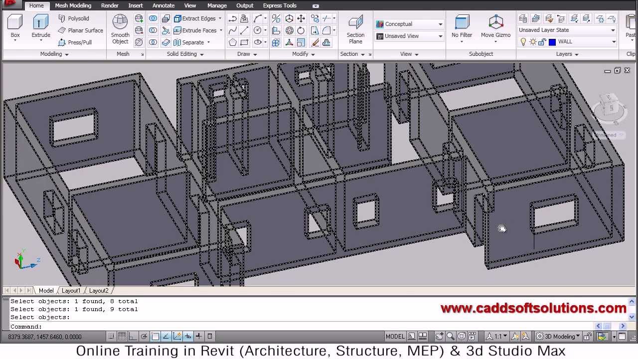 AutoCAD 3D House Modeling Tutorial - 2 | 3D Home Design | 3D ...