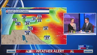 Tuesday 9-hour forecast: Expect winds, haziness