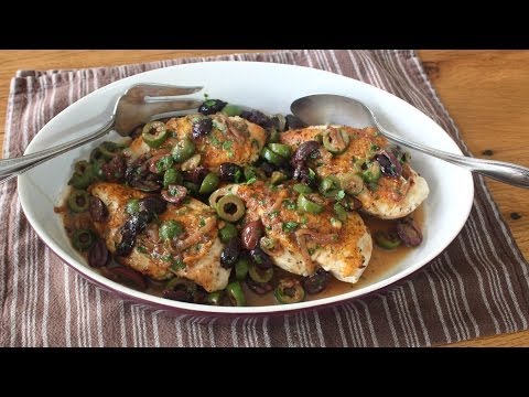 Chicken and Olives Recipe - Chicken Breasts Braised with Olives