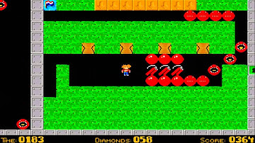 AMIGA OCS LARRY MINE 1 LARRYMINE  BOULDERDASH CLONE BOULDER DASH EMERALD MINES FROM EMERALD WEB NET