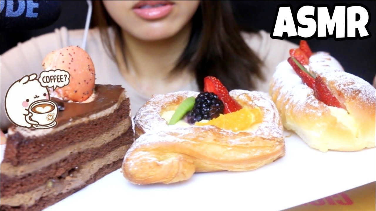 ASMR CAKES (CHOCOLATE COFFEE and FRUIT) EATING SOUNDS NO TALKING MUKBANG 먹는 먹방 TWILIGHT