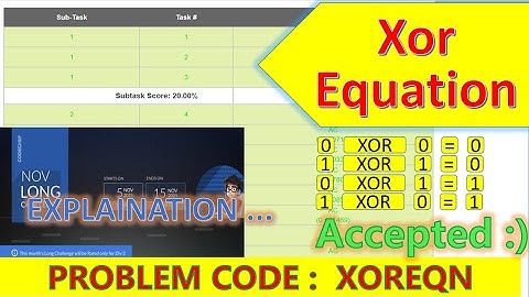 #codechef #long #challenge XOR EQUATION bitset solution 🔥✅ explanation || #code #contest