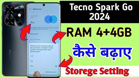 How To Set 4+4 GB RAM In Tecno Spark Go 2024/Tecno spark go 2024 me RAM कैसे बढ़ाए /RAM Setting