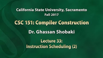 Compilers Lecture 33: Instruction Scheduling (2)