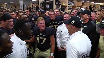 Army Football: Jeff Monken postgame locker room with team after victory over Temple 10-21-17