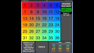 Loopover bld 6x6 with 3x3-finger and parity
