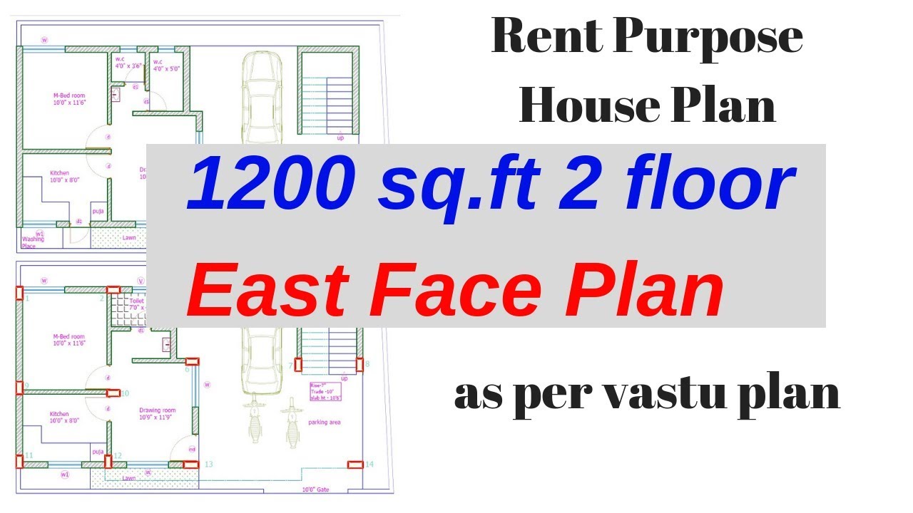 1200 sq ft East Face Ground First Floor House  Plan  