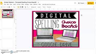 Spelling Menu- google classroom