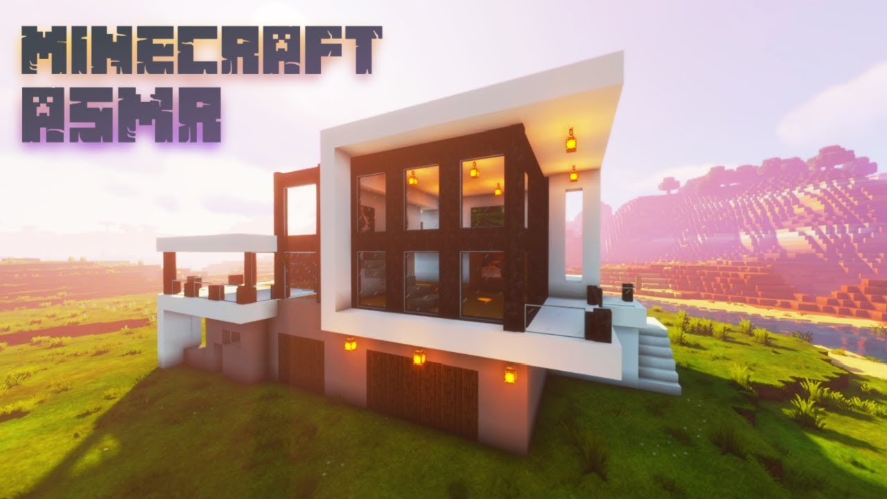 Minecraft ASMR | Building a HUGE Modern Home 🏡 Whispers + Minecraft music