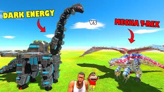 DARK ENERGY BRACHIOSAURUS FAMILY vs MECHA T-REX FAMILY in Animal Revolt Battle Simulator | SHINCHAN screenshot 5