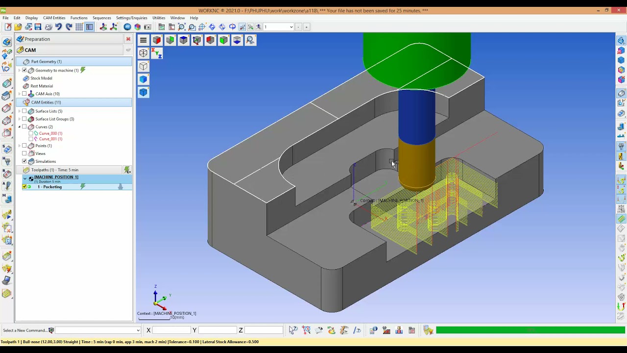 WorkNC：Pocketing Open & Tangent to Curve #32
