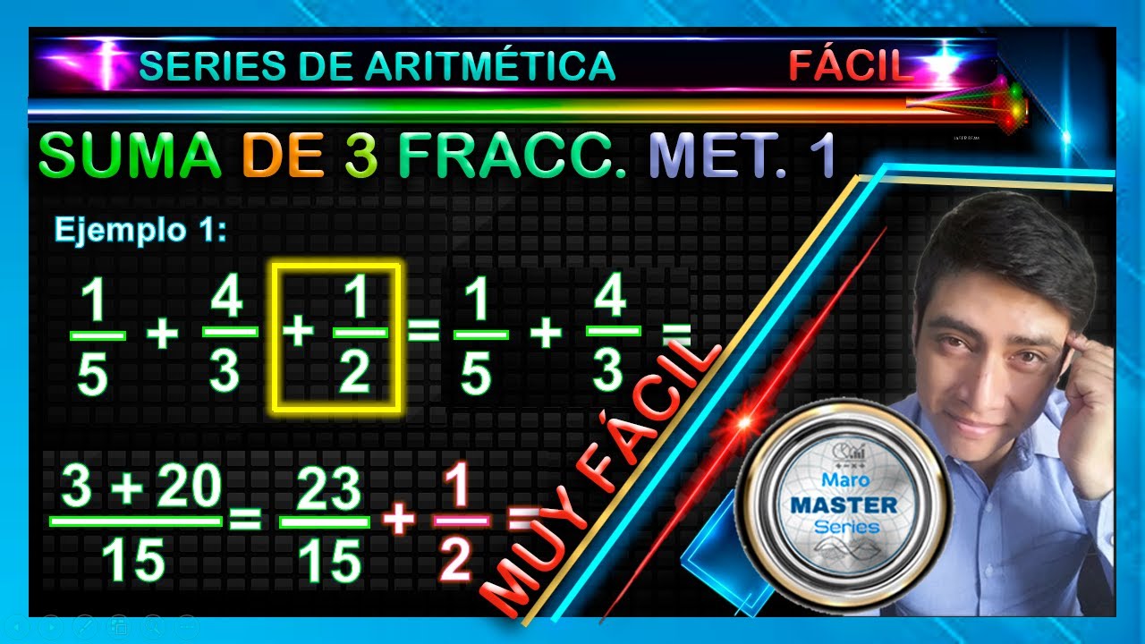 Como sumar tres FRACCIONES | Suma de 3 fracciones ¡facil! | METODO 1