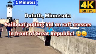 Near miss! Sailboat vs Great Republic💥⛵️| Duluth, Minnesota