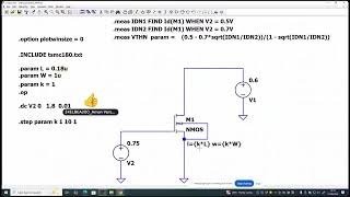 LTspice : Plot vth vs k and Plot 'Lambda' vs channel length for both NMOS and PMOS